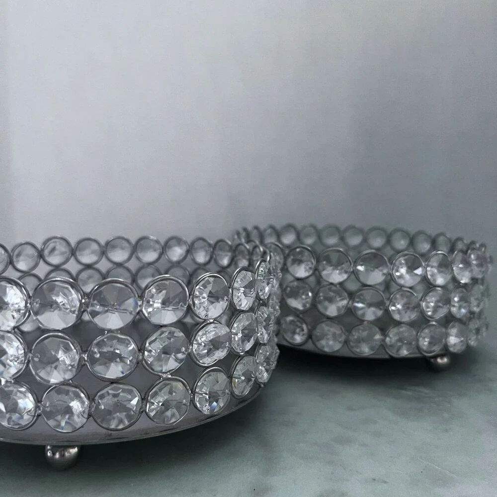 Rhinestone Wine Coasters Set Of‎ 2 From Z Gallerie Clear Faceted Bling 6